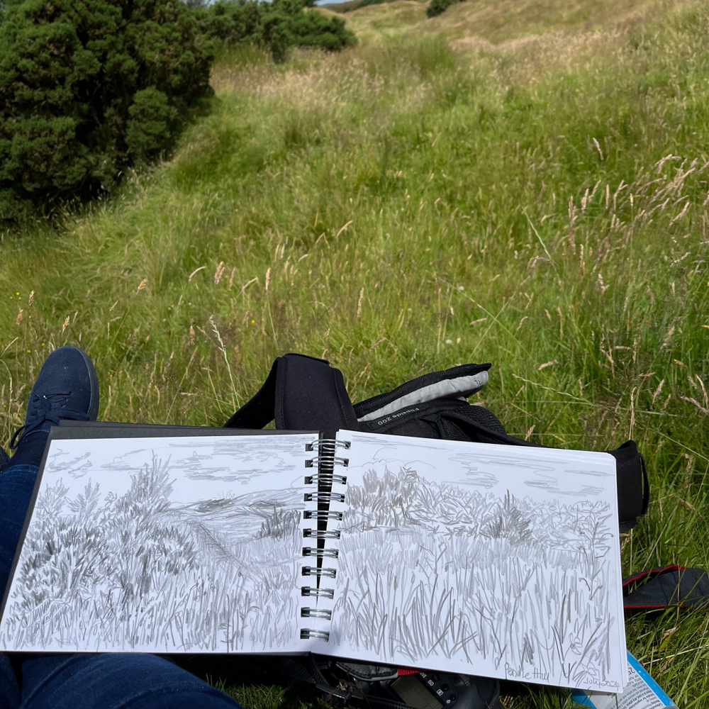 Sketching on pendleton Hill Sue Marsden